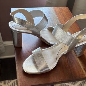Life Stride Silver Metallic Slingback Heels